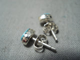 Small And Petite Vintage Native American Navajo Turquoise Sterling Silver Earrings-Nativo Arts
