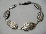 Detailed!! Vintage Native American Navajo 14k Gold Sterling Silver Link Bracelet Old-Nativo Arts