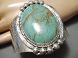 Huge Vintage Native American Navajo Royston Turquoise Big Flank Sterling Silver Bracelet-Nativo Arts