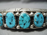 Magnificent Vintage Native American Navajo Domed Turquoise Sterling Silver Havy Bracelet-Nativo Arts