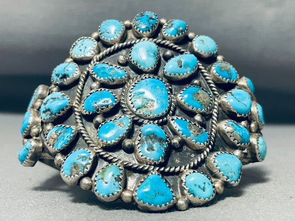 Important Morenci Mine Vintage Native American Navajo Nturquoise Sterling Silver Bracelet-Nativo Arts