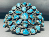 Important Morenci Mine Vintage Native American Navajo Nturquoise Sterling Silver Bracelet-Nativo Arts