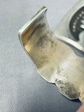 Very Heavy 127 Gram Deep Stamp Vintage Native American Navajo Sterling Silver Bracelet-Nativo Arts