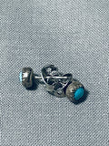 Cute Petite Vintage Native American Navajo Turquoise Sterling Silver Earrings-Nativo Arts
