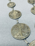 Exceptional Native American Navajo Vintage Coins Sterling Silver Necklace-Nativo Arts