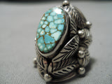 Detailed!! Vintage Native American Navajo Carico Lake Turquoise Sterling Silver Garden Ring-Nativo Arts