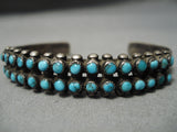 One Of The Best Vintage Native American Zuni Snke Eyes Turquoise Sterling Silver Bracelet Old-Nativo Arts