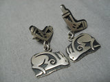 Impressive Vintage Hopi Native American Sterling Silver Earrings-Nativo Arts