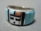 Important Native American Zuni Don Dewa Turquoise Sterling Silver Inlay Ring-Nativo Arts