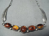 Dramatic Navajo Amber Sterling Silver Necklace Native American-Nativo Arts
