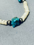 Native American Beautiful Vintage Santo Domingo Old Kingman Turquoise Sterling Silver Necklace-Nativo Arts