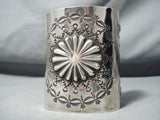 Newsworthy Navajo Sterling Silver W I D E Bracelet Native American-Nativo Arts