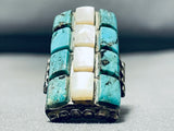 Native American One Of The Best Vintage Zuni Turquoise Inlay Sterling Silver Ring Old-Nativo Arts