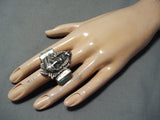One Of The Most Detailed Ever Native American Turquoise Sterling Silver Ring-Nativo Arts