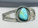 Impressive Vintage Native American Navajo Pilot Mountain Turquoise Sterling Silver Bracelet-Nativo Arts
