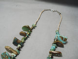 Stunning Vintage Native American Navajo Teardrop Royston Turquoise Sterling Silver Necklace-Nativo Arts