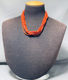 Native American Very Rare Santo Domingo Tubule Coral Sterling Silver Necklace-Nativo Arts