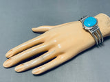 Native American Willy Padilla Bright Blue Turquoise Sterling Silver Bracelet-Nativo Arts