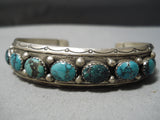 Astounding Vintage Native American Navajo Spiderweb Turquoise Sterling Silver Bracelet Old-Nativo Arts