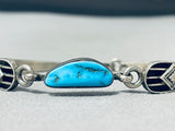 Fantastic Vintage Native American Navajo Kingman Turquoise Sterling Silver Link Bracelet-Nativo Arts