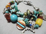 Fabulous Vintage Native American Navajo Turquoise Sterling Silver Charm Bracelet-Nativo Arts