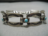 Unique Vintage Native American Navajo Pretty Blue Turquoise Sterling Silver Bracelet-Nativo Arts