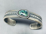 Gary Custer Vintage Native American Navajo Blue Green Turquoise Sterling Silver Bracelet-Nativo Arts