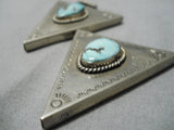 Exquisite Vintage Native American Navajo Green Turquoise Sterling Silver Collar Protectors-Nativo Arts