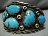 Vintage Native American Navajo Bracelet- Turquoise Morenci Sterling Silver-Nativo Arts