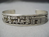 Wonderful Vintage Navajo Story Sterling Silver Native American Bracelet-Nativo Arts