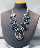 One Of The Most Unique Vintage Native American Navajo Sterling Silver Squash Blossom Necklace-Nativo Arts