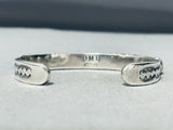 Signed Vintage Native American Navajo Domed Green Turquoise Sterling Silver Bracelet-Nativo Arts