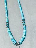 Native American Amazing Vintage Santo Domingo Kingman Turquoise & Jet Sterling Silver Necklace-Nativo Arts