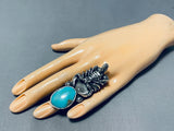 Striking San Felipe Pilot Mountain Turquoise Sterling Silver Scorpion Ring-Nativo Arts