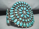 Colossal Vintage Native American Navajo Huge Turquoise Cluster Sterling Silver Bracelet-Nativo Arts