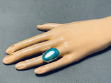 Breathtaking Native American Navajo Gigantic Royston Turquoise Sterling Silver Ring-Nativo Arts