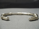 For Larger Wrist Huge Vintage Native American Navajo Thick Sterling Silver Coil Bracelet Old-Nativo Arts