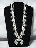 Intricate Vintage Native American Navajo Zuni Turquoise Sterling Silver Squash Blossom Necklace-Nativo Arts