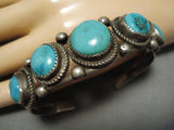 Rare Vintage Navajo Blue Gem Turquoise Sterling Silver Native American Bracelet-Nativo Arts