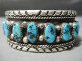 Astounding Vintage Native American Navajo Kingman Turquoise Sterling Silver Bracelet Old-Nativo Arts