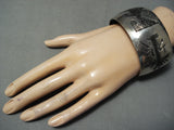 Important Peshlakai Heavy Vintage Native American Navajo Sterling Silver Bracelet-Nativo Arts