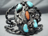 Heavy Thick Coiled Vintage Native American Navajo Carico Lake Turquoise Sterling Silver Bracelet-Nativo Arts