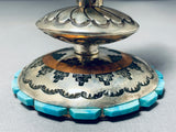 Completely Handmade Vintage Native American Navajo Candlestick Turquosie Sterling Silver Holder-Nativo Arts