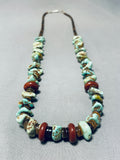 Native American Longer Chunky Navajo Nugget Turquoise Sterling Silver Necklace-Nativo Arts