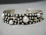 Exquisite Navajo Freshwater Pearl Sterling Silver Bracelet Native American-Nativo Arts