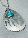 Magnificent Vintage Native American Hopi Bisbee Turquoise Sterling Silver Necklace-Nativo Arts