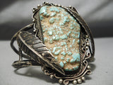 One Of Best Vintage Native American Navajo Royston Turquoise Sterling Silver Leaf Bracelet Old-Nativo Arts