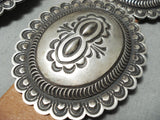 Very Heavy Vintage Native American Navajo Hand Tooled Sterling Silver Concho Belt Old-Nativo Arts