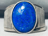 Monumental Vintage Domed Lapis Sterling Silver Bracelet Cuff-Nativo Arts