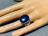 Important Vintage Native American Navajo Lapis Sterling Silver Thick Ring-Nativo Arts